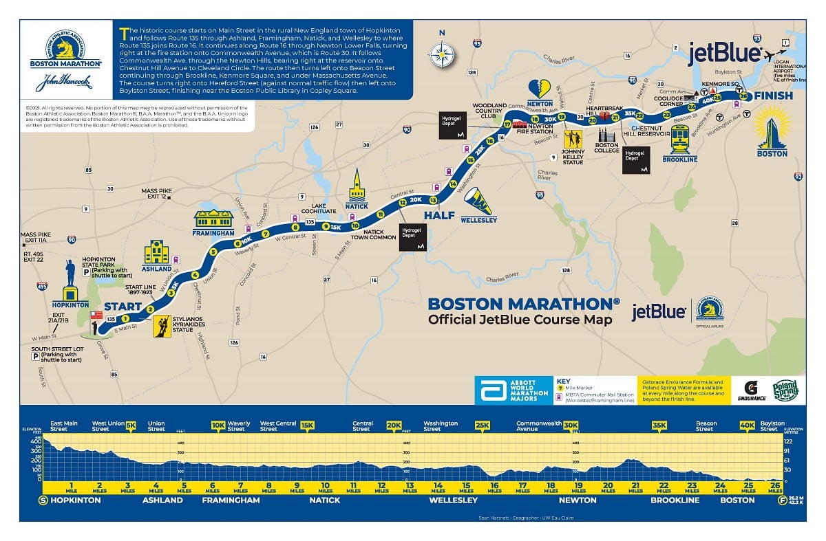 Course Map Boston Marathon Watch Athletics